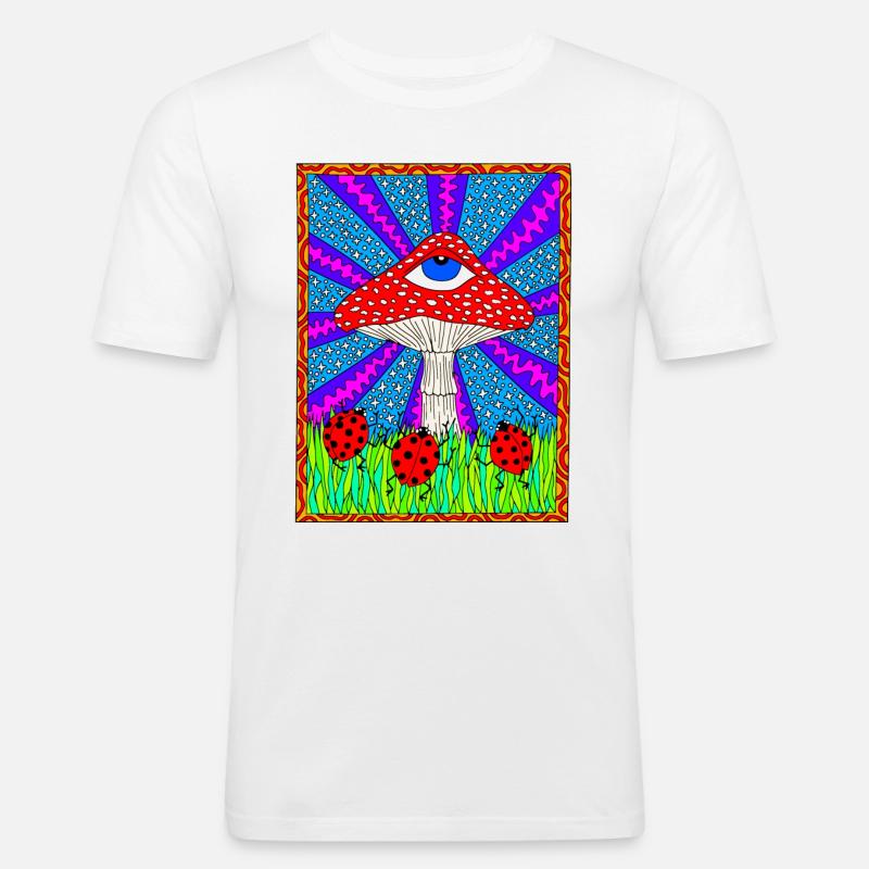Hippie Magic Toadstool Retro Psychedelic - Men's Slim Fit T-Shirt - white