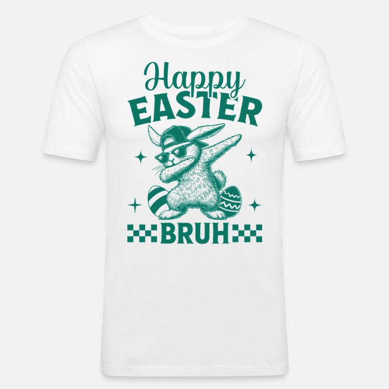 Happy Easter Bruh - Männer Slim Fit T-Shirt - Weiß