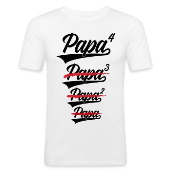 PAPA HOCH 4 KINDER - Männer Slim Fit T-Shirt - Weiß - Vorne - Nik (191cm)