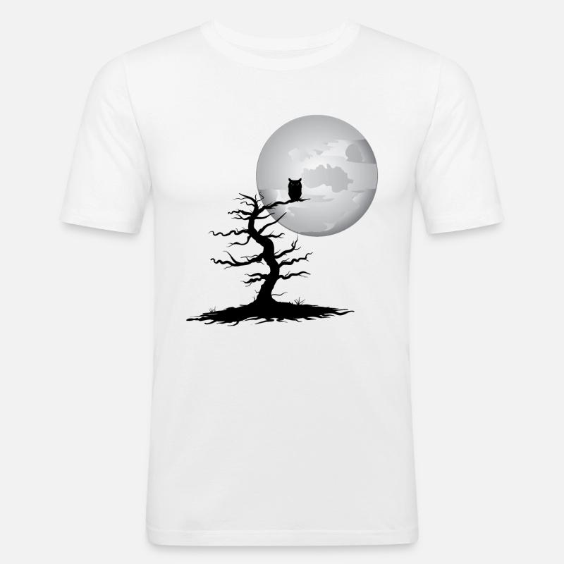 Halloween Eule - Männer Slim Fit T-Shirt - Weiß