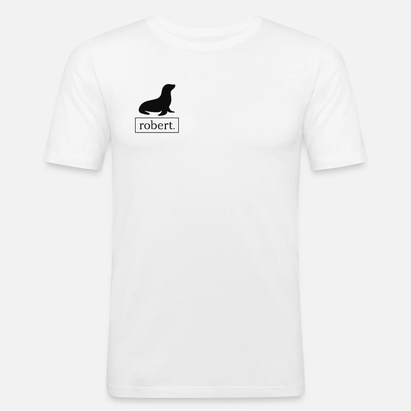 Robert phoque / phoque / Lion de mer - T-shirt près du corps Homme - blanc