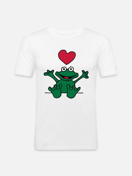 heart_frog_1220113c_b - Männer Slim Fit T-Shirt - Weiß