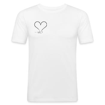 Verschnörkeltes Herz–minimalistisch & einzigartig - Männer Slim Fit T-Shirt - Weiß - Vorne - Nik (191cm)