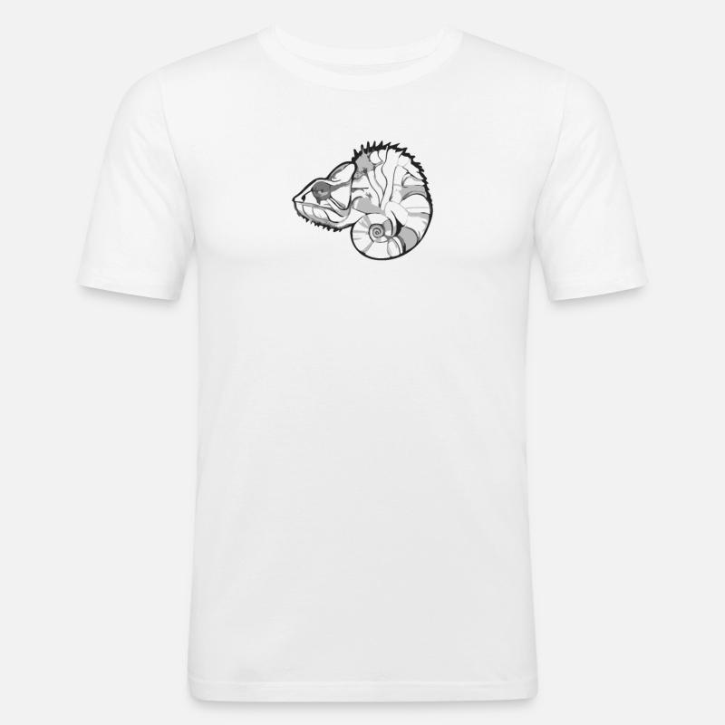 süßes kleines Chamäleon, Chamaeleon - Männer Slim Fit T-Shirt - Weiß