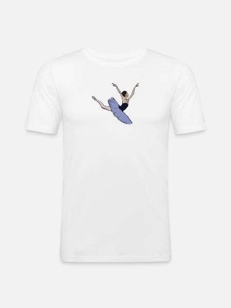schwebende elegante Ballerina - Männer Slim Fit T-Shirt - Weiß