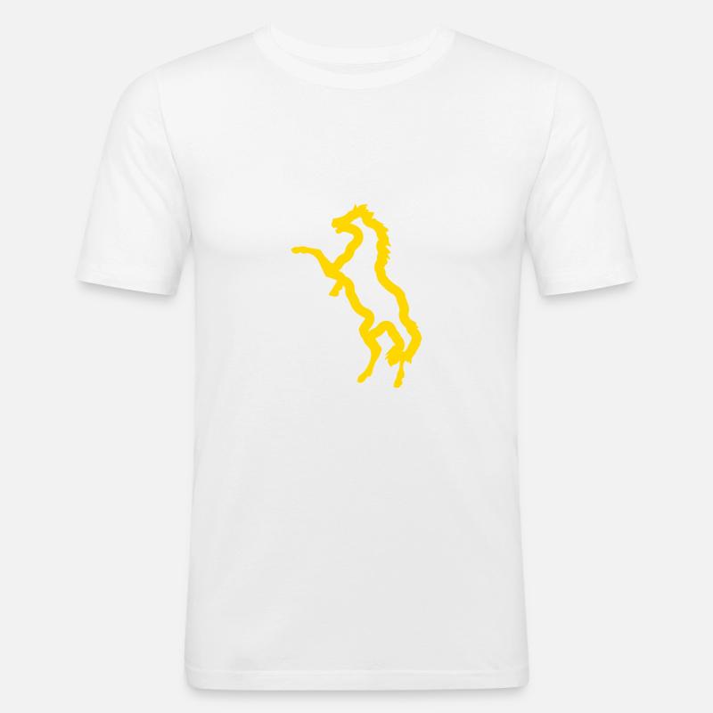 Pferd - Männer Slim Fit T-Shirt - Weiß