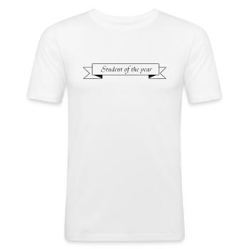 Étudiant de l’année - T-shirt près du corps Homme - blanc - Devant - Nik (191cm)