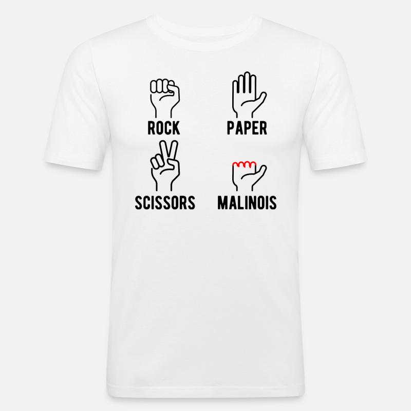 Stein Papier Schere Malinois - Männer Slim Fit T-Shirt - Weiß