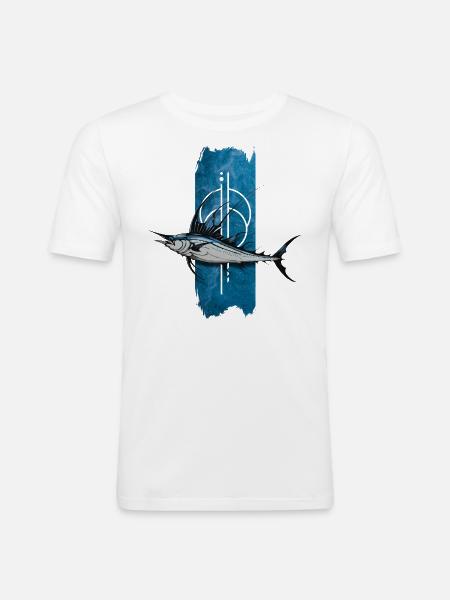 Ocean's Stalwart: Marlin Majesty - Men's Slim Fit T-Shirt - white