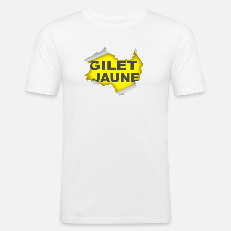 Gelbe Weste - Männer Slim Fit T-Shirt - Weiß