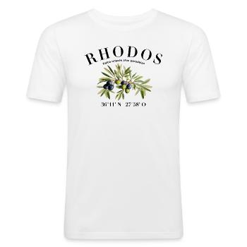 Rhodos Griechenland Urlaub Oliven - Männer Slim Fit T-Shirt - Weiß - Vorne - Nik (191cm)