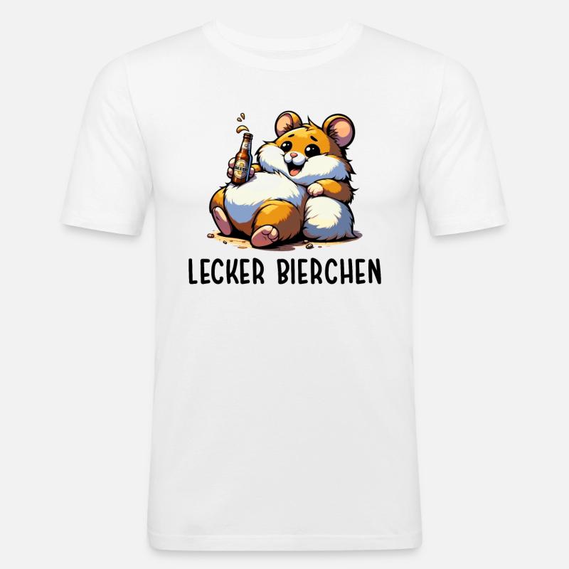 LECKER BIERCHEN Sad Hamster Meme - Männer Slim Fit T-Shirt - Weiß