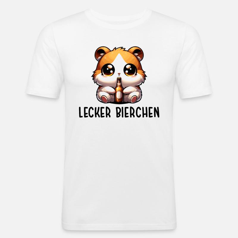 LECKER BIERCHEN Sad Hamster Meme - Männer Slim Fit T-Shirt - Weiß