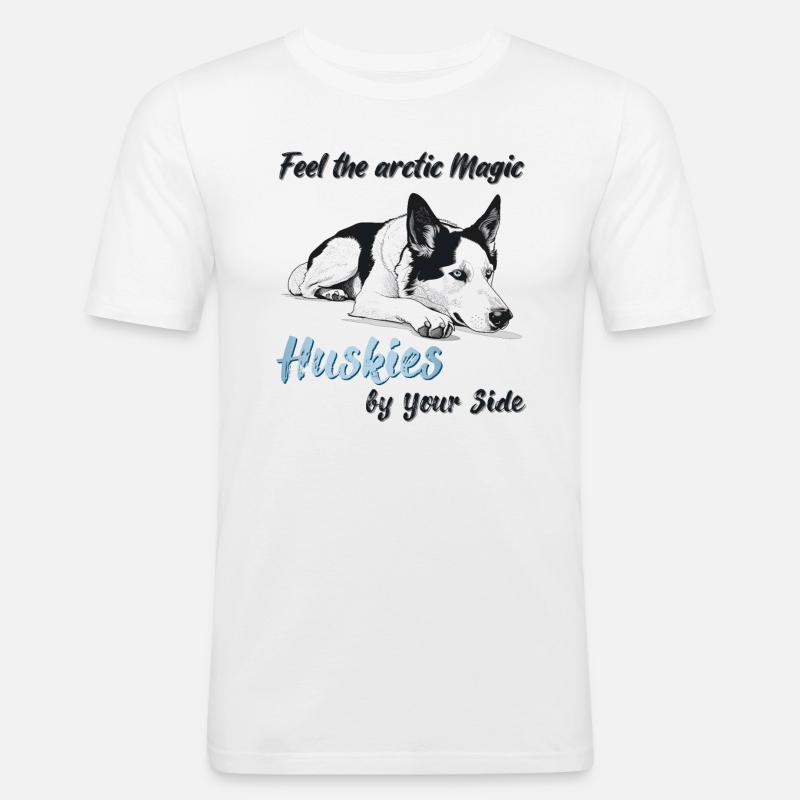 Husky Magic - Männer Slim Fit T-Shirt - Weiß