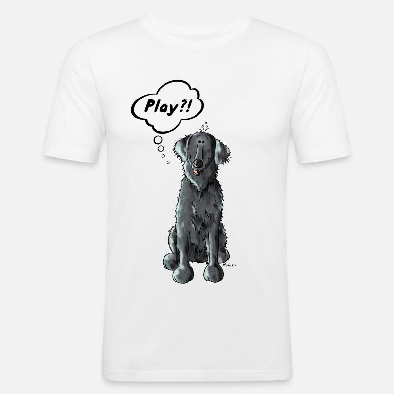 Flat Coated Retriever Play - Männer Slim Fit T-Shirt - Weiß