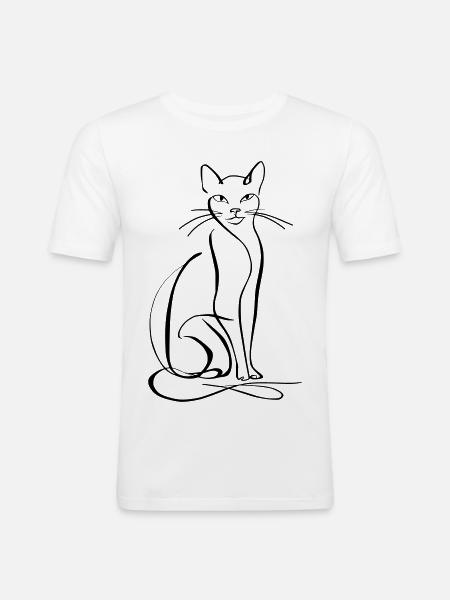 Cat Line Art - Men's Slim Fit T-Shirt - white