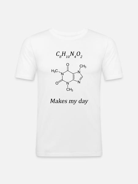 Caffeine makes my day - Männer Slim Fit T-Shirt - Weiß