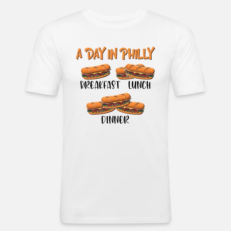Philly Breakfast Sandwich - Männer Slim Fit T-Shirt - Weiß