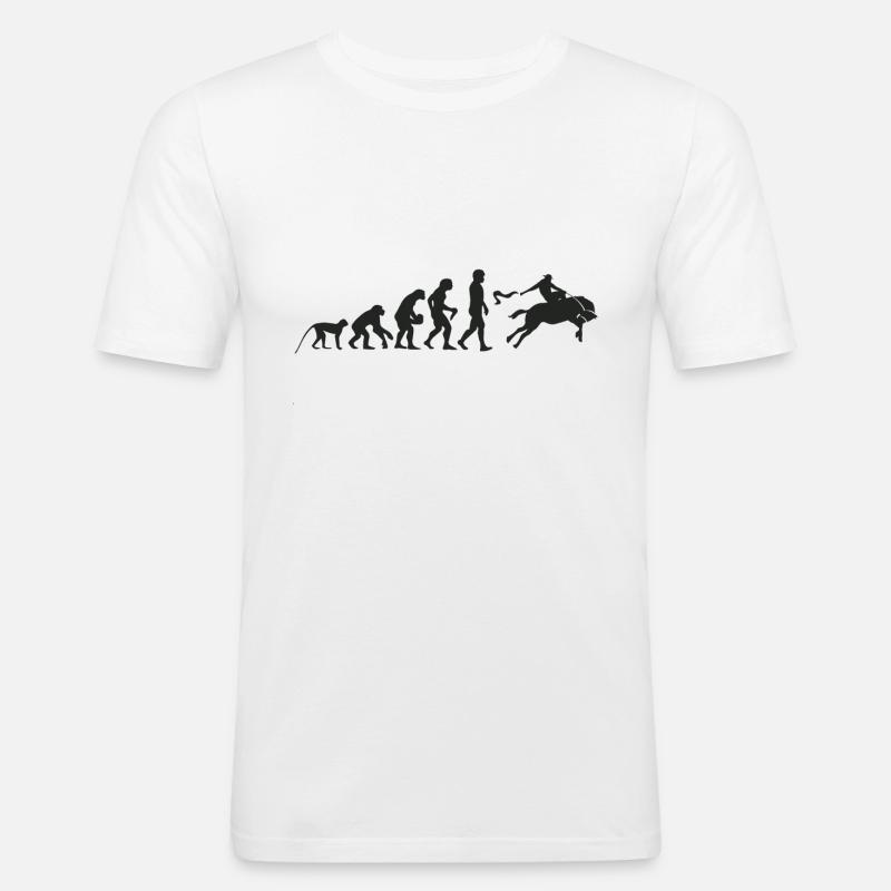 Evolution Rodeo - Männer Slim Fit T-Shirt - Weiß