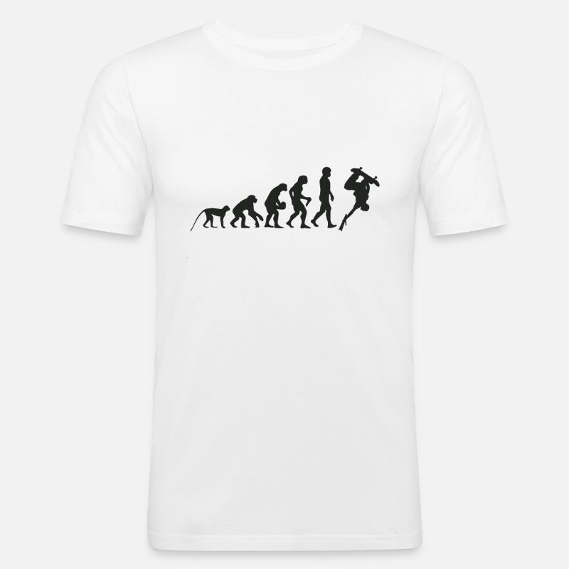 Evolution Skate - Männer Slim Fit T-Shirt - Weiß