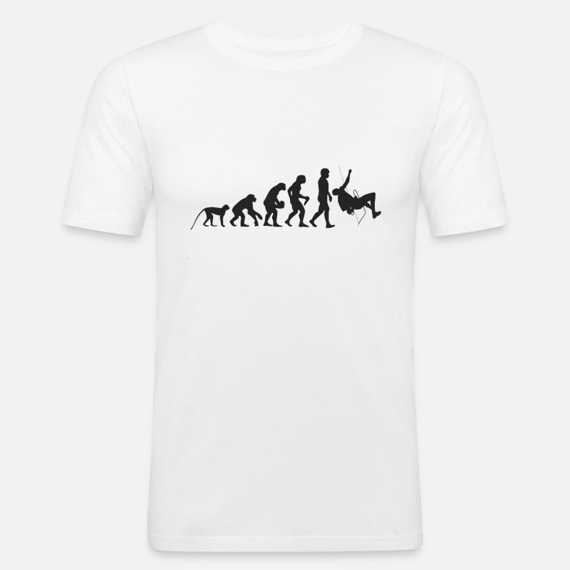 Evolution Klettern - Männer Slim Fit T-Shirt - Weiß