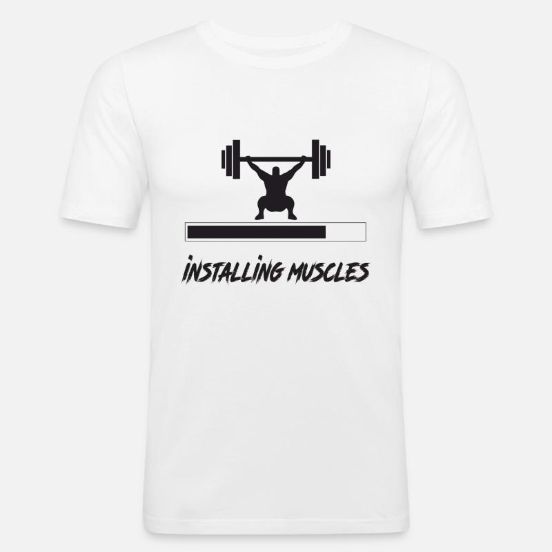 TSHIRT Muskeln - Männer Slim Fit T-Shirt - Weiß