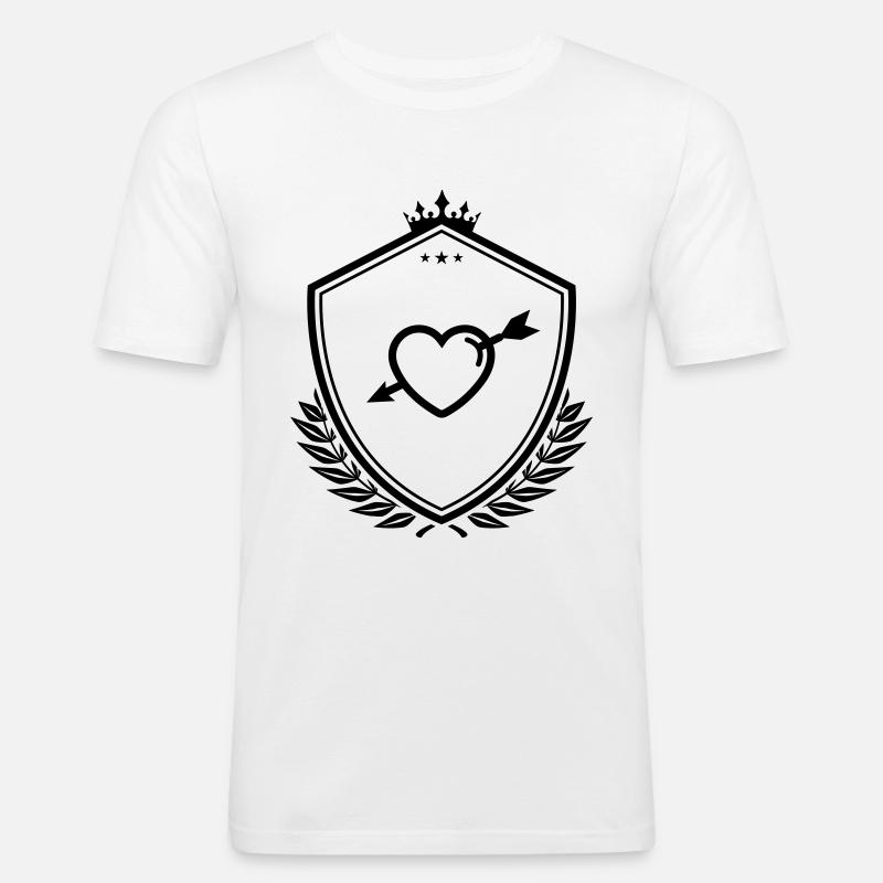 Herz Wappen pfeil - Männer Slim Fit T-Shirt - Weiß