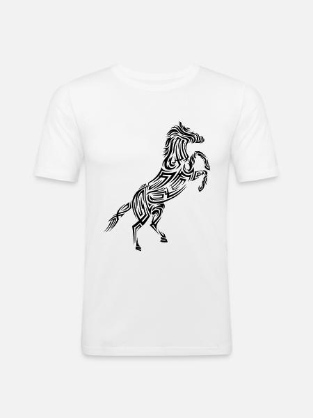 Pferd Tribal Tattoo - Männer Slim Fit T-Shirt - Weiß