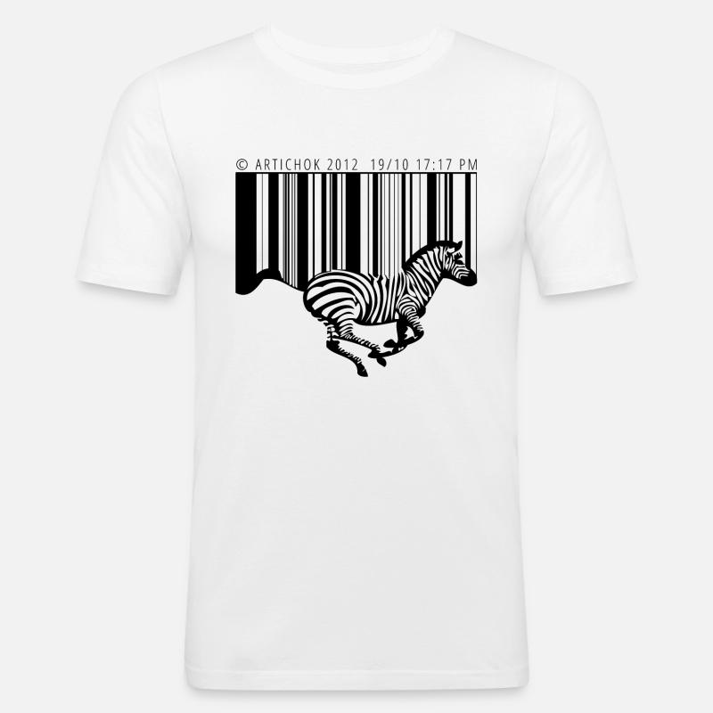 Zebra barcode - Männer Slim Fit T-Shirt - Weiß