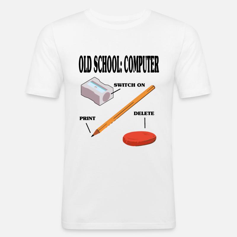 Old School Computer PC Technik - Männer Slim Fit T-Shirt - Weiß