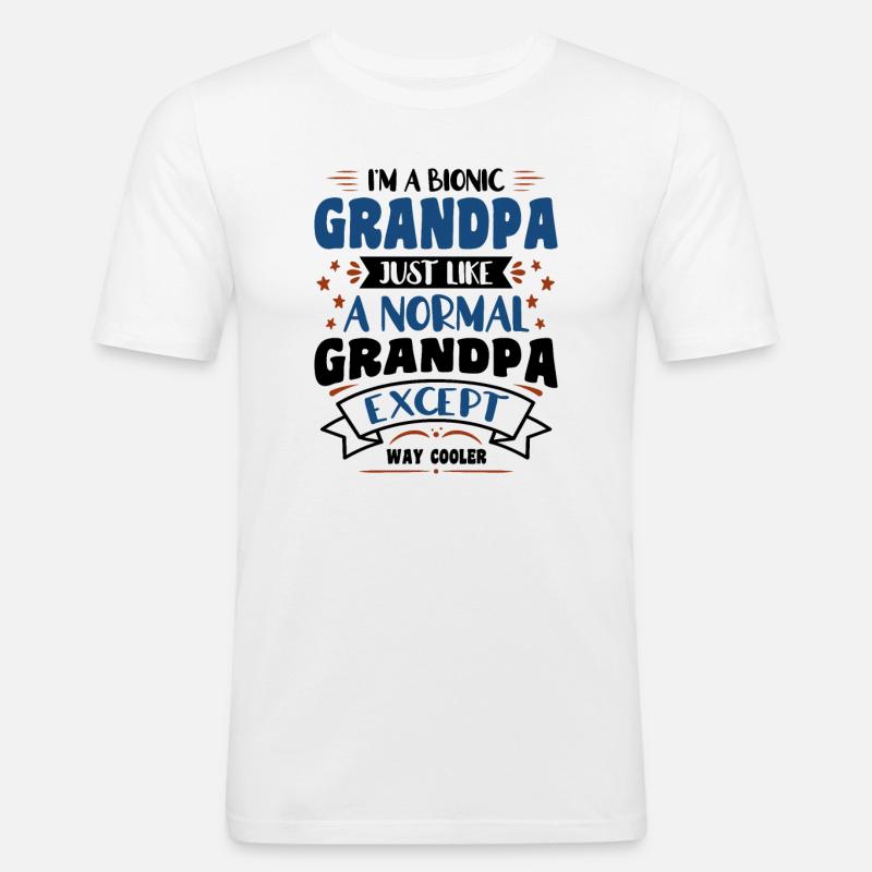 I'm a Bionic Grandpa - Männer Slim Fit T-Shirt - Weiß