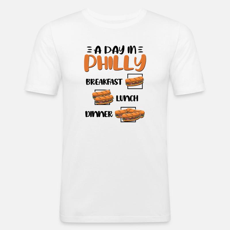 Philly Breakfast Sandwich - Männer Slim Fit T-Shirt - Weiß