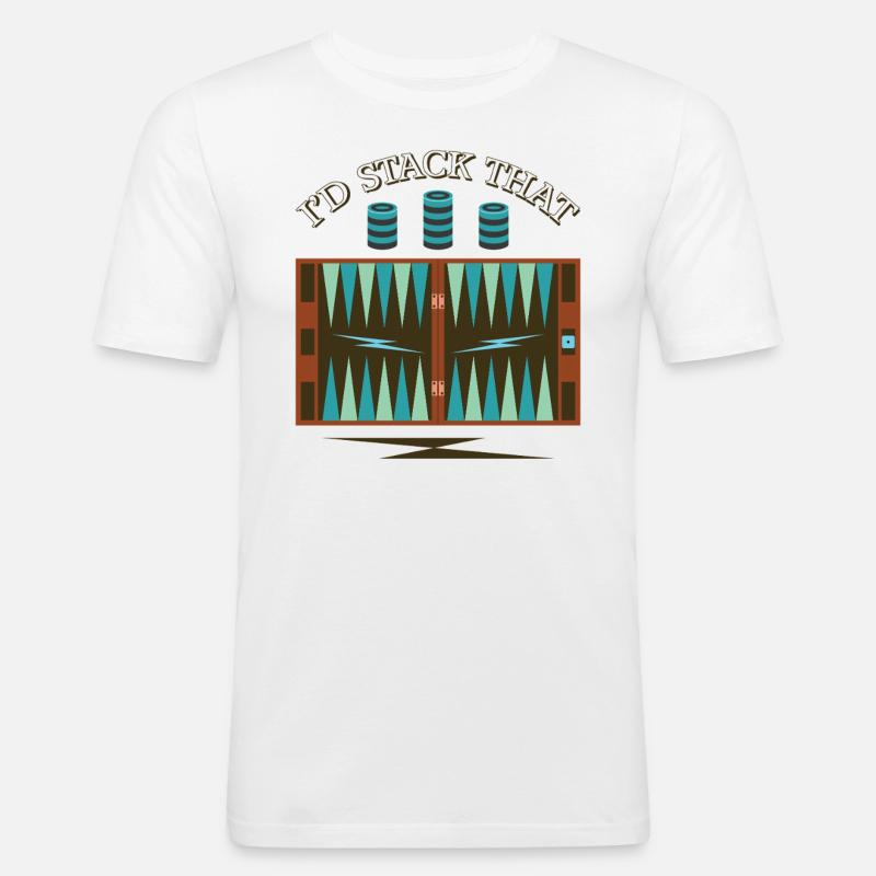 Backgammon Spiel - Männer Slim Fit T-Shirt - Weiß