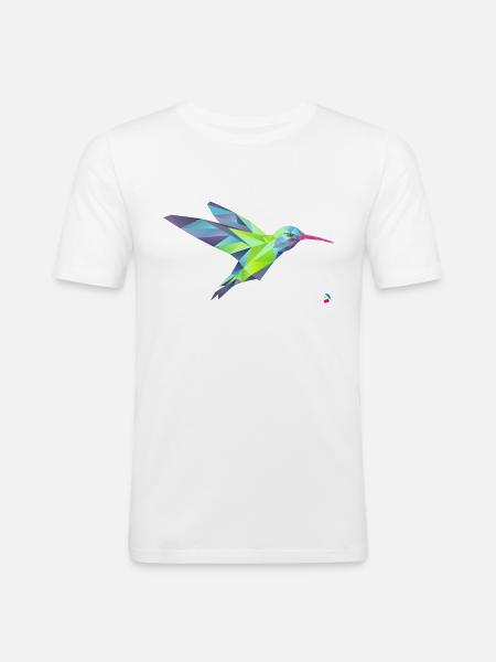 Geometric Hummingbird - Men's Slim Fit T-Shirt - white