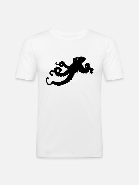 octopus - Männer Slim Fit T-Shirt - Weiß