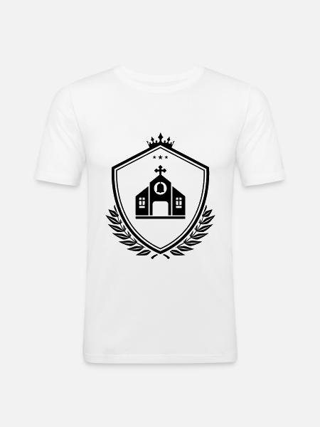 Kirche Wappen - Männer Slim Fit T-Shirt - Weiß