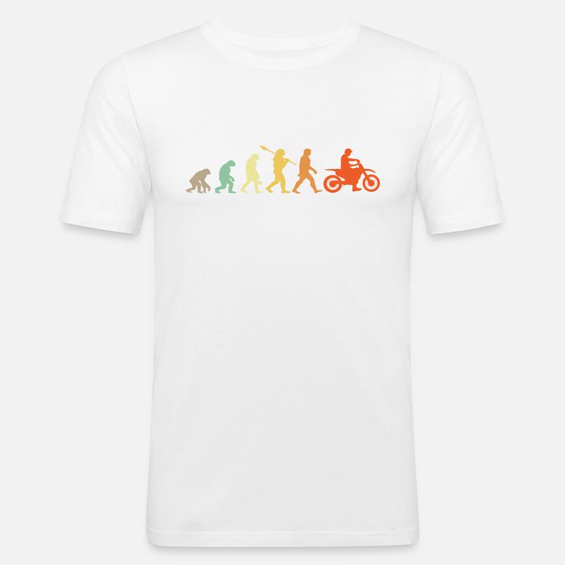 Evolution Motorradfahrer - Männer Slim Fit T-Shirt - Weiß