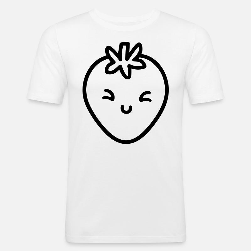 Erdbeere - Männer Slim Fit T-Shirt - Weiß