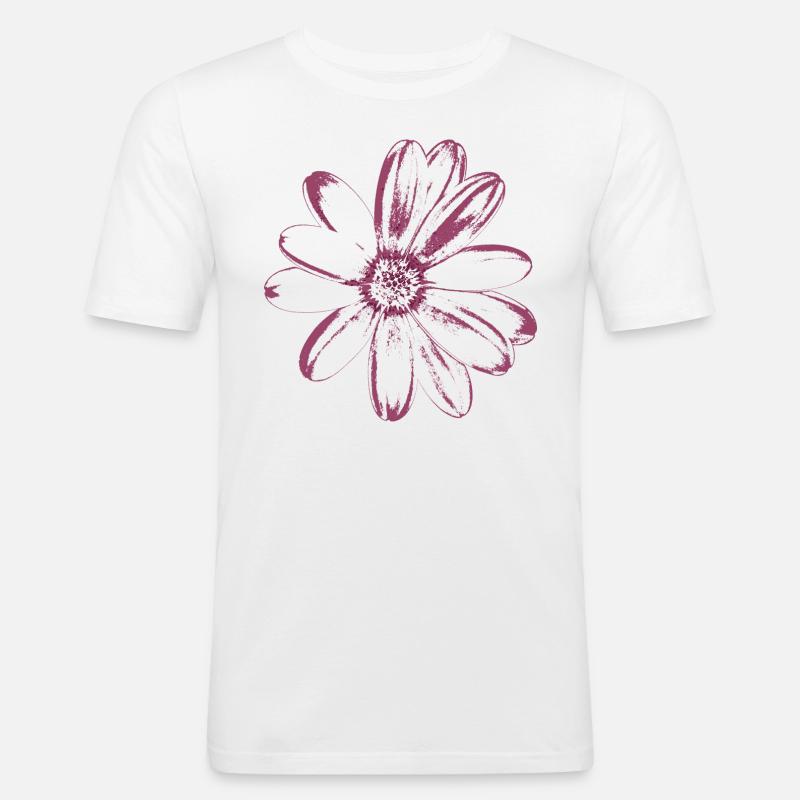 Blume Malve - Hohl - Männer Slim Fit T-Shirt - Weiß