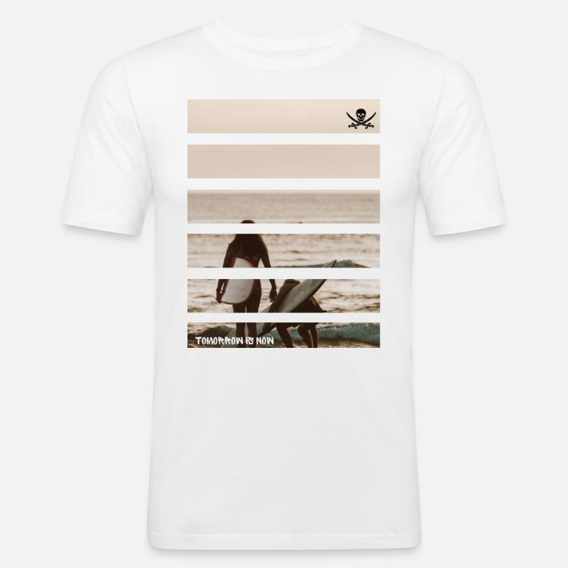 Tomorrow is Now - Männer Slim Fit T-Shirt - Weiß