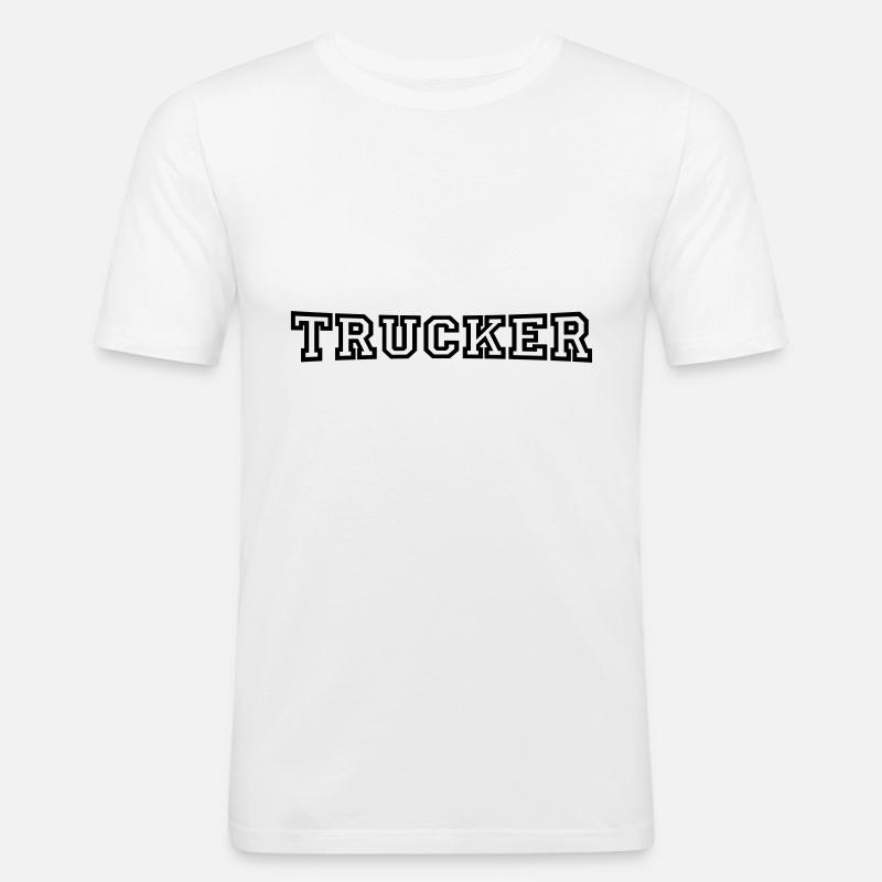 Trucker - Männer Slim Fit T-Shirt - Weiß