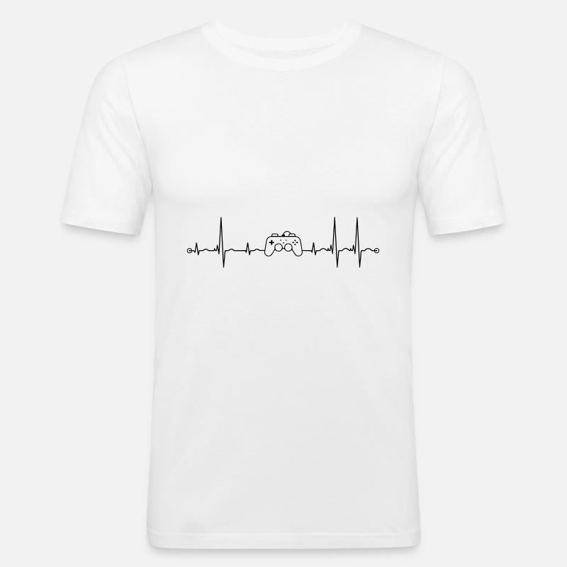ecg controller pulse - Men's Slim Fit T-Shirt - white