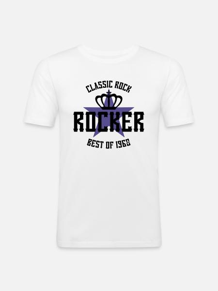 ROCKER STAR BEST OF 1960 - Men's Slim Fit T-Shirt - white