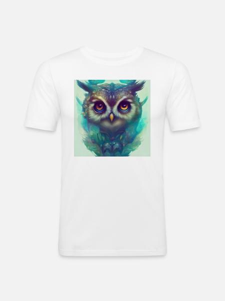 Eule - Männer Slim Fit T-Shirt - Weiß