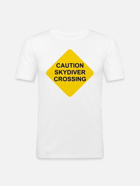 Shield Caution Skydiver Crossing - Men's Slim Fit T-Shirt - white