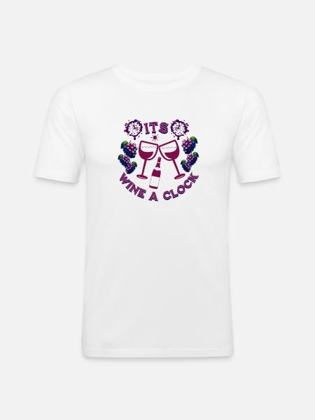 Wine 9 a clock - Men's Slim Fit T-Shirt - white
