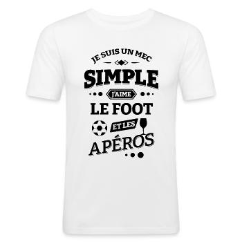 FOOT ET APÉROS - T-shirt près du corps Homme - blanc - Devant - Nik (191cm)