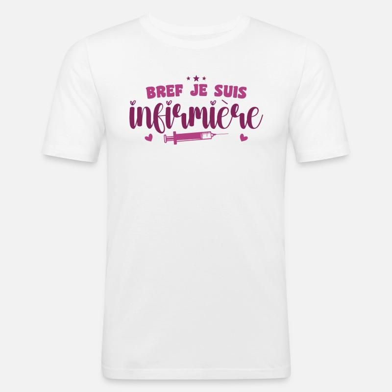 Kurz gesagt, ich bin Krankenschwester - Männer Slim Fit T-Shirt - Weiß