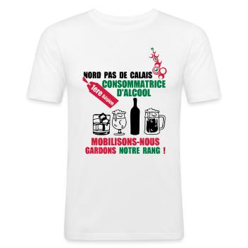 nord pas de calais 1ere region alcool humour - T-shirt près du corps Homme - blanc - Devant - Nik (191cm)