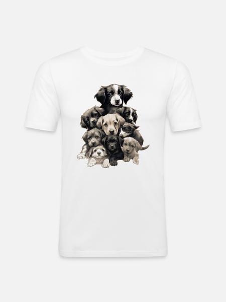 Chiens mignons - T-shirt près du corps Homme - blanc